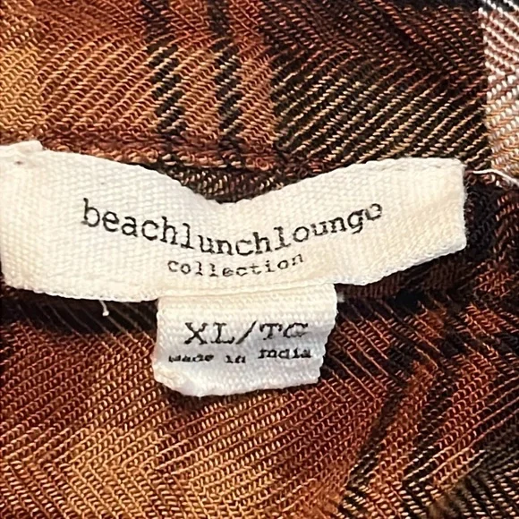 beachlunchlounge Elliot Shirt - Bon Bon Brown Black Plaid Size XL - Picture 10 of 12